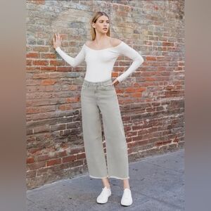 Super High Rise Frayed Hem Wide Barrel Leg Jeans